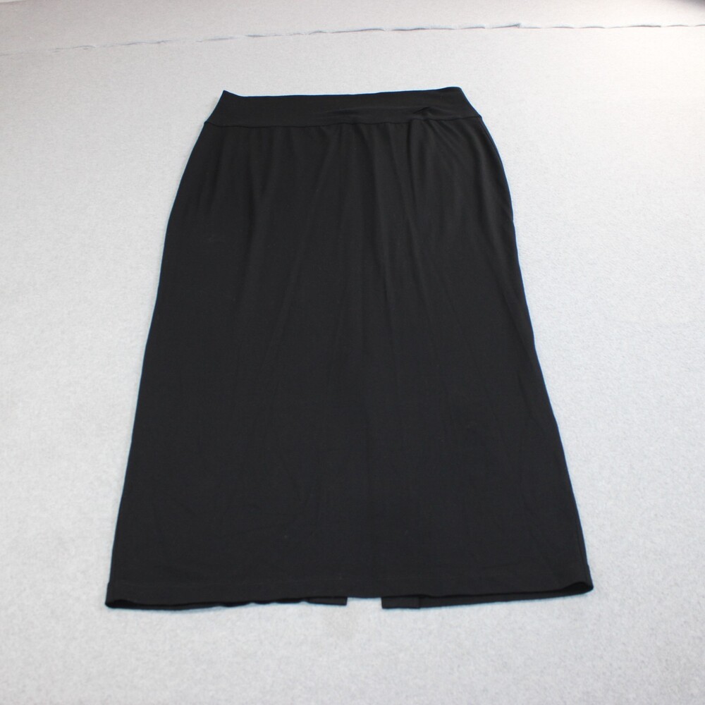 Eileen Fisher Skirt Women Large Black Maxi Career Classic Capsule Long Back Slit